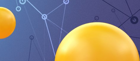 Niebieskie tło a na nim żółte i niebieskie kule.