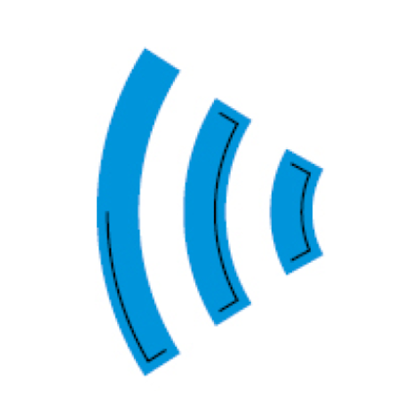 Na białym tle niebieska ikona dźwięku