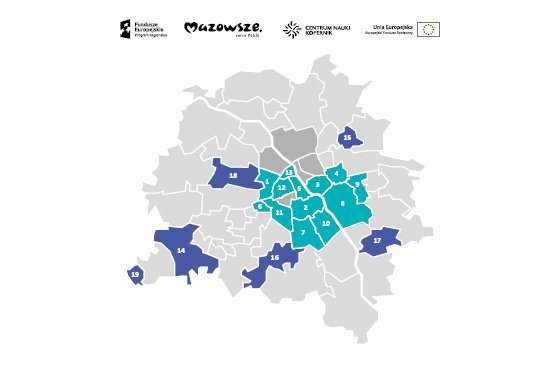 Mapa zasięgu projektu Szkoła bliżej nauki