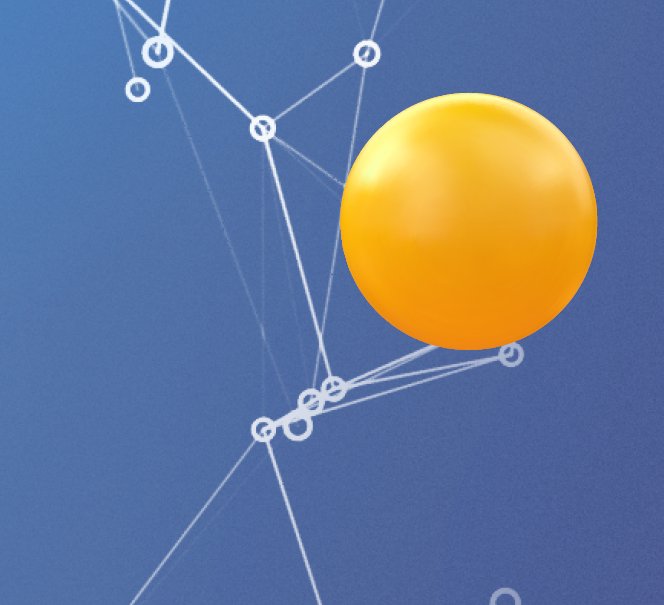 Niebieskie tło a na nim żółte i niebieskie kule.