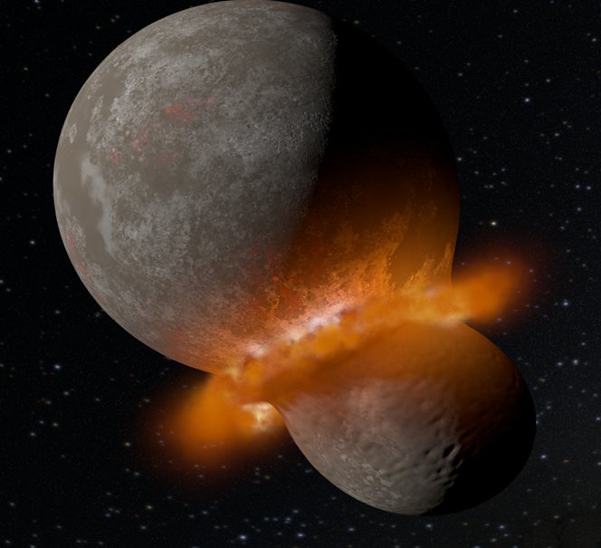 Wizualizacja zderzających się planetoid