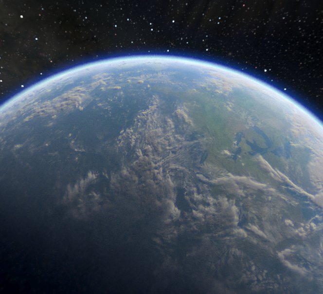 Widok fragmentu planety Ziemia z kosmosu