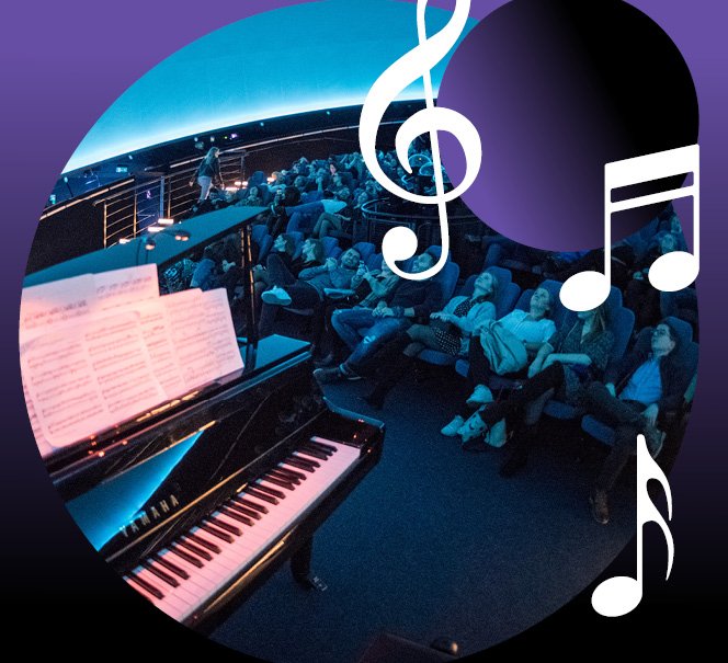 Koncert w planetarium z planetami w tle